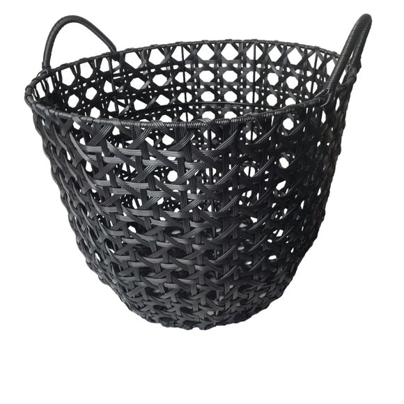 NEW NWT Kensie Storage Basket Tote Hamper Organizer Bin Woven Black 16" Tall - Picture 4 of 14